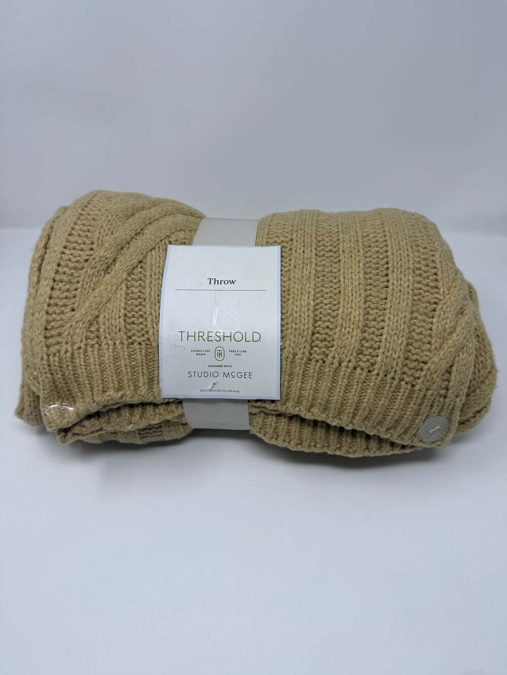 Threshold Designed with Studio McGee Knit Throw Blanket Beige 50 in x 60 in